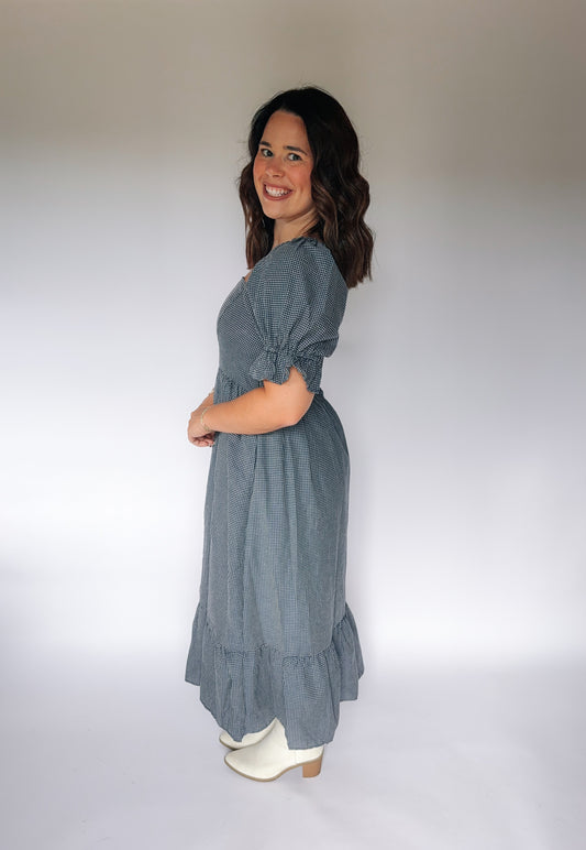 Navy Gingham Dress