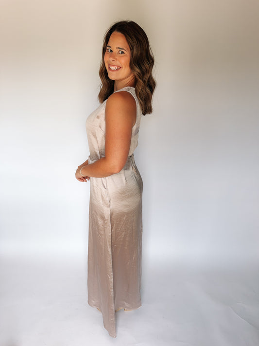 Satin Tie Maxi Dress
