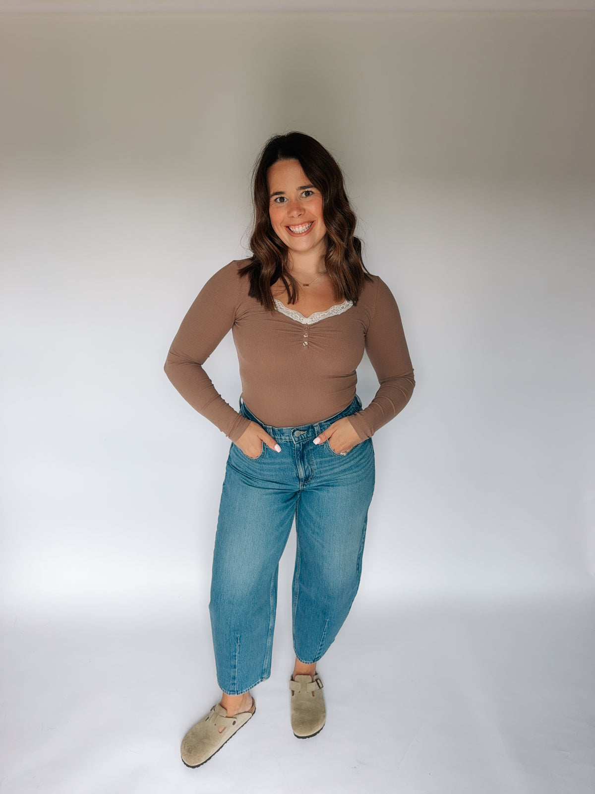 Lace Trim Long-sleeve