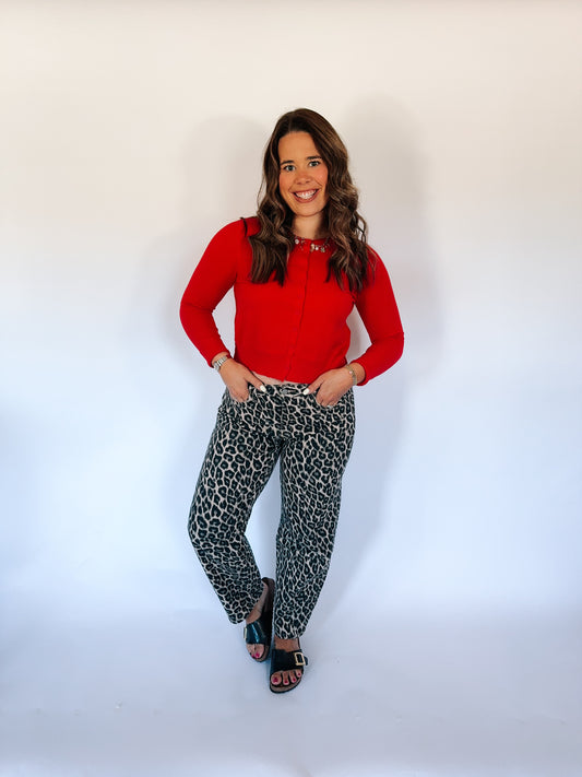 Cheetah Barrel Jeans image 0