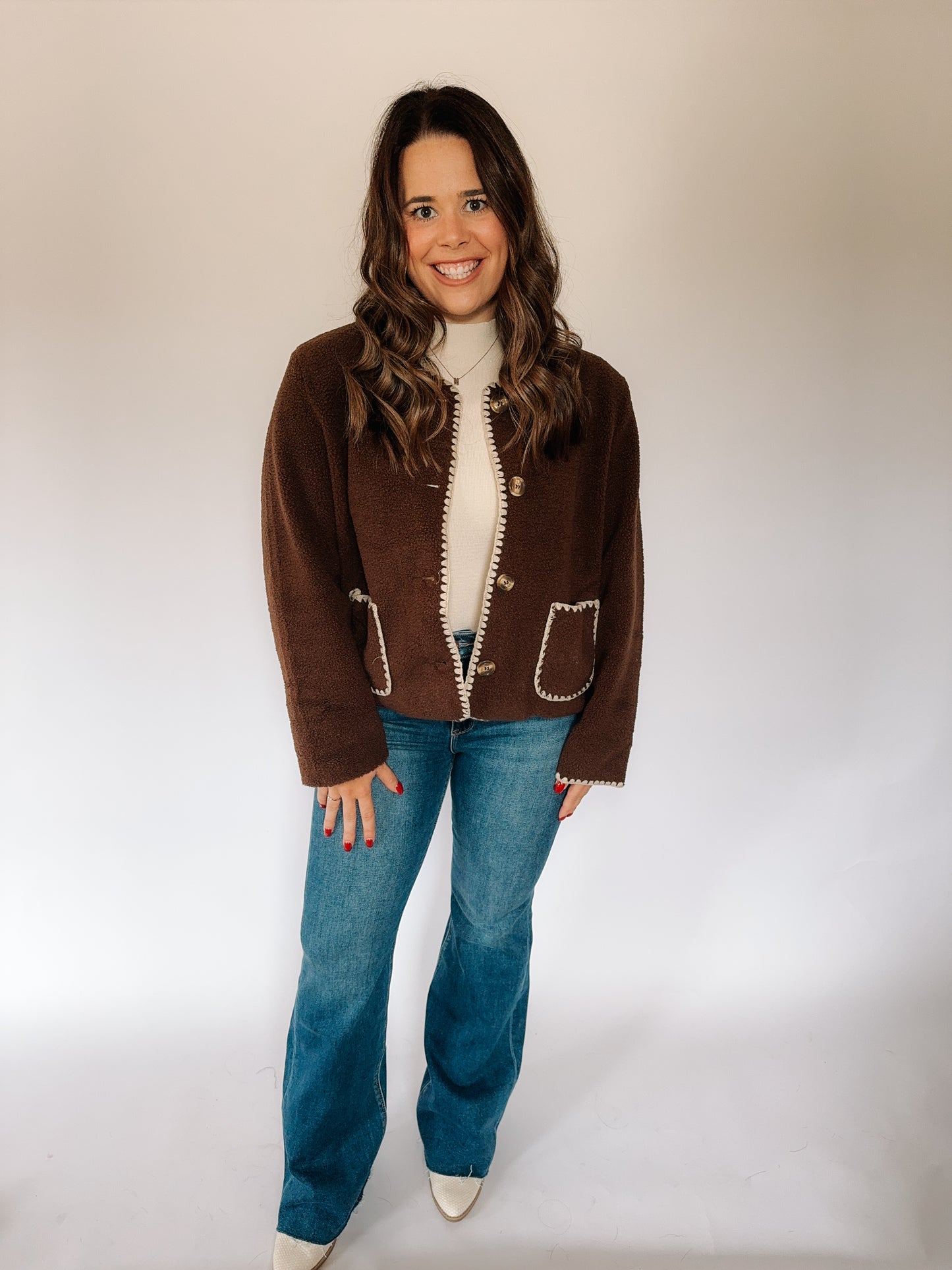 Stitched Sherpa Cardigan image 2
