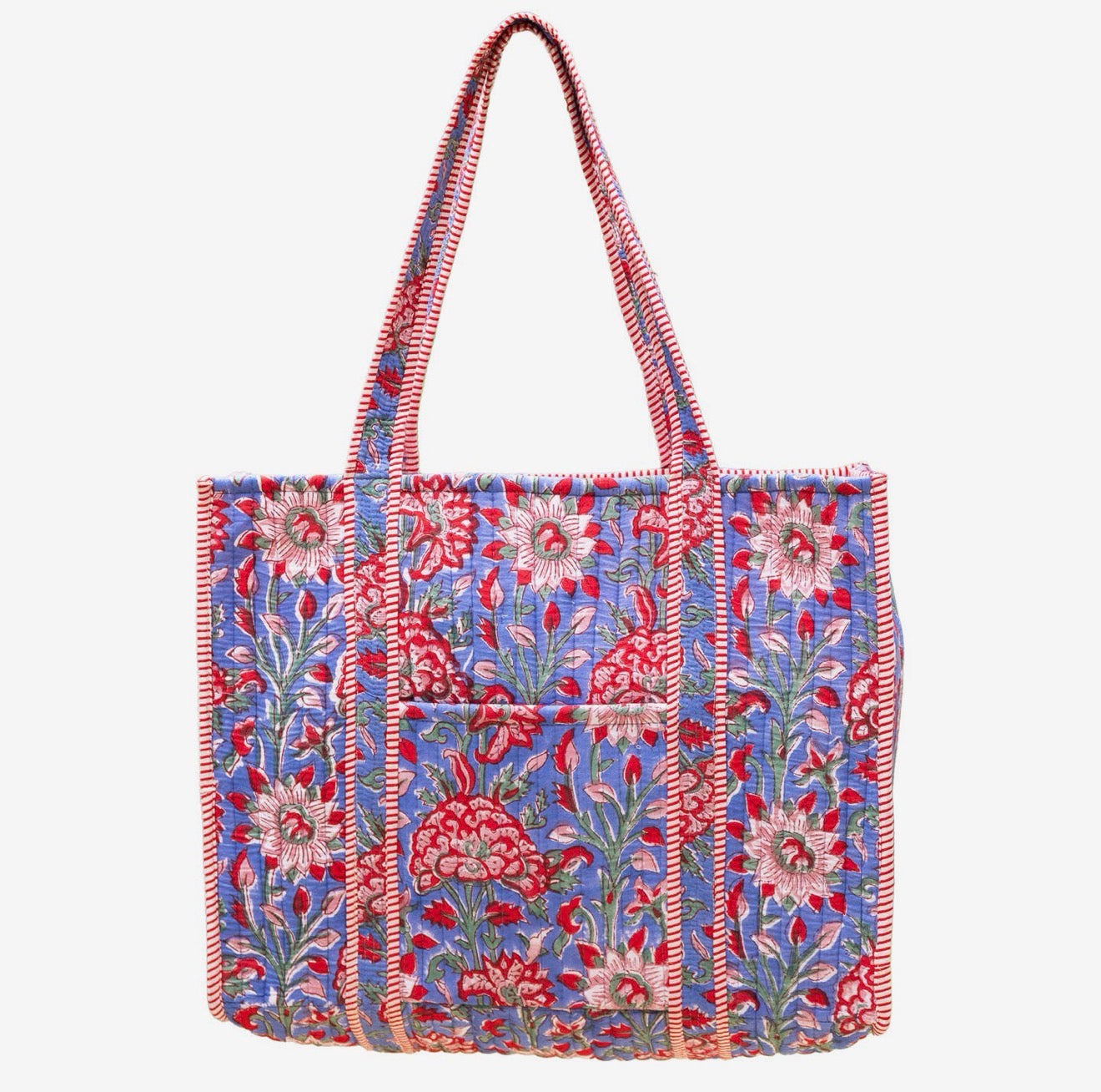Teal Blossom Quilted Tote