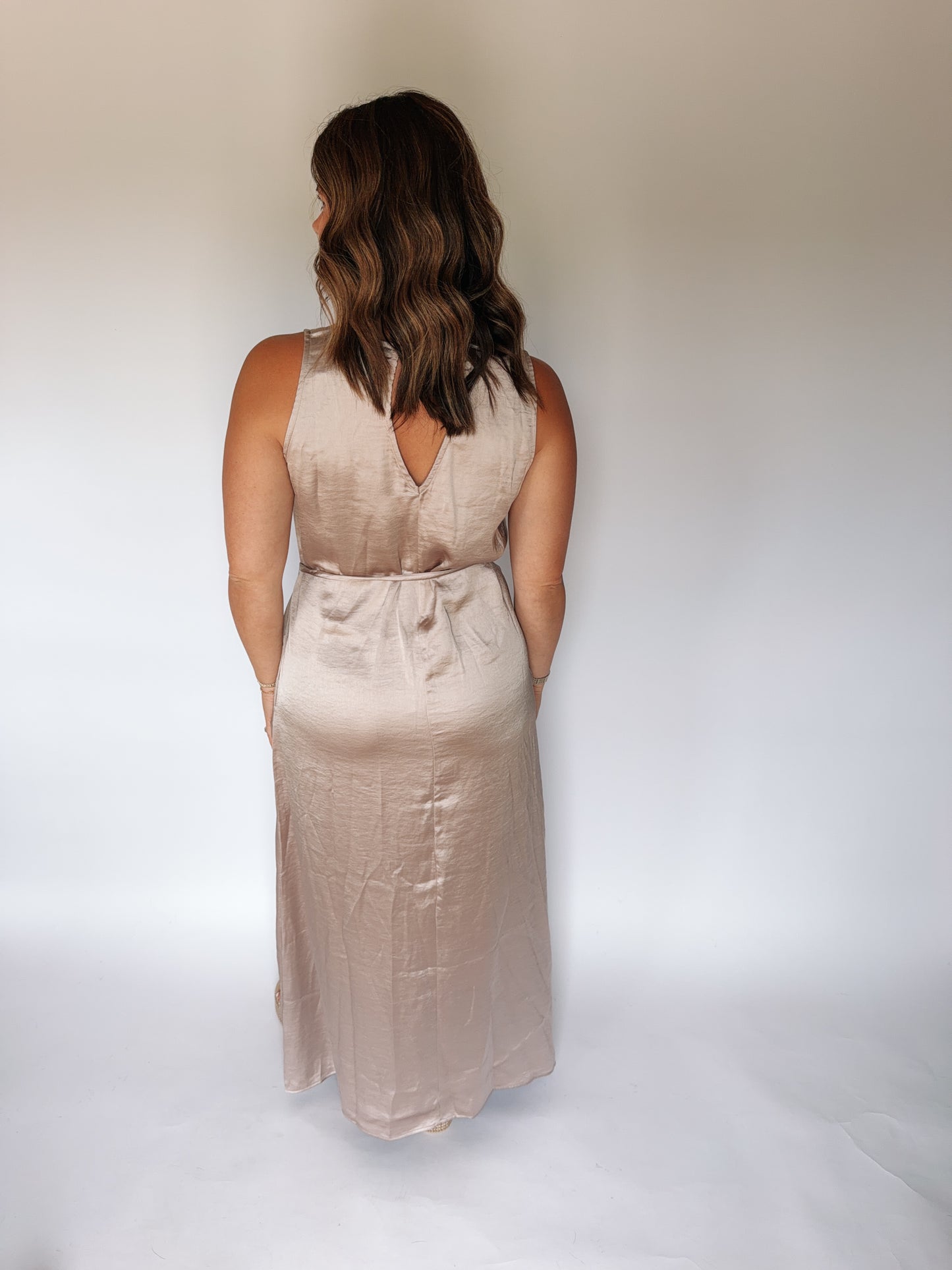 Satin Tie Maxi Dress