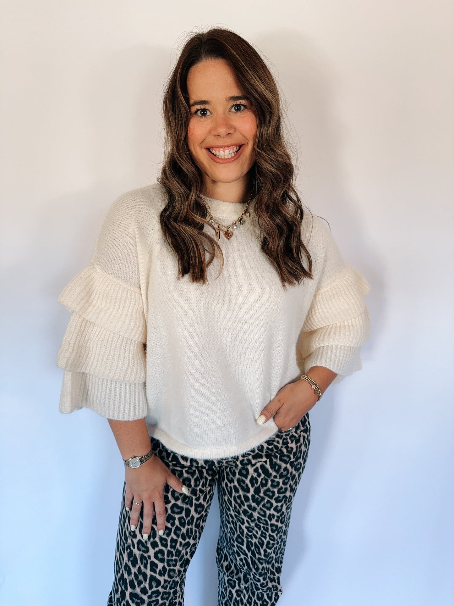 Marshmallow Ruffle Sweater image 2