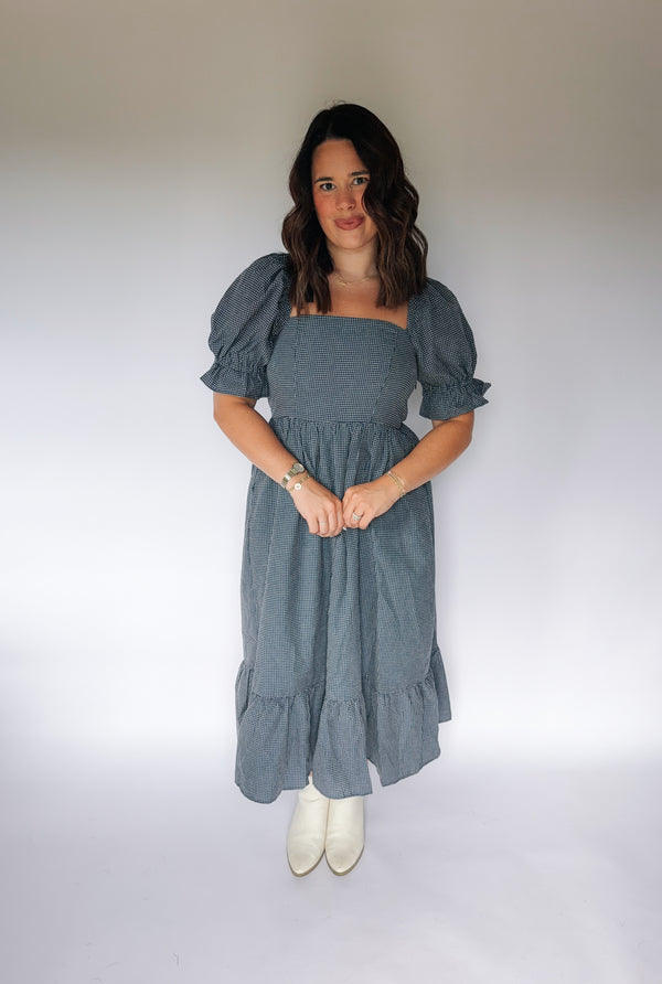 Navy Gingham Dress