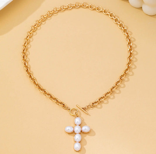 Pearl Cross Necklace