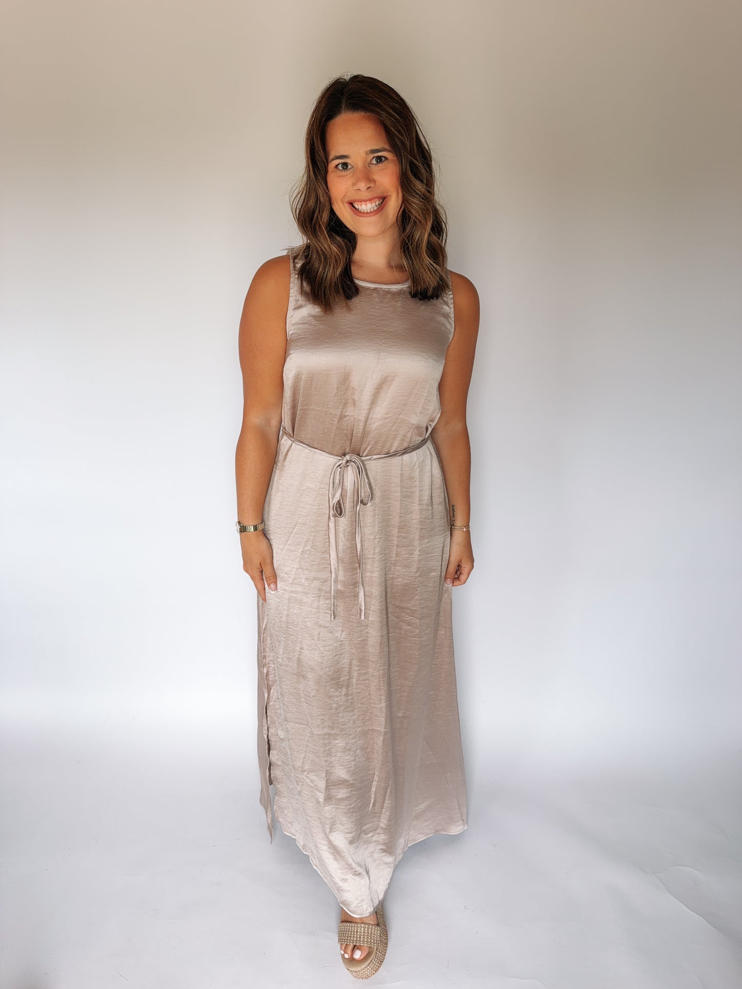 Satin Tie Maxi Dress
