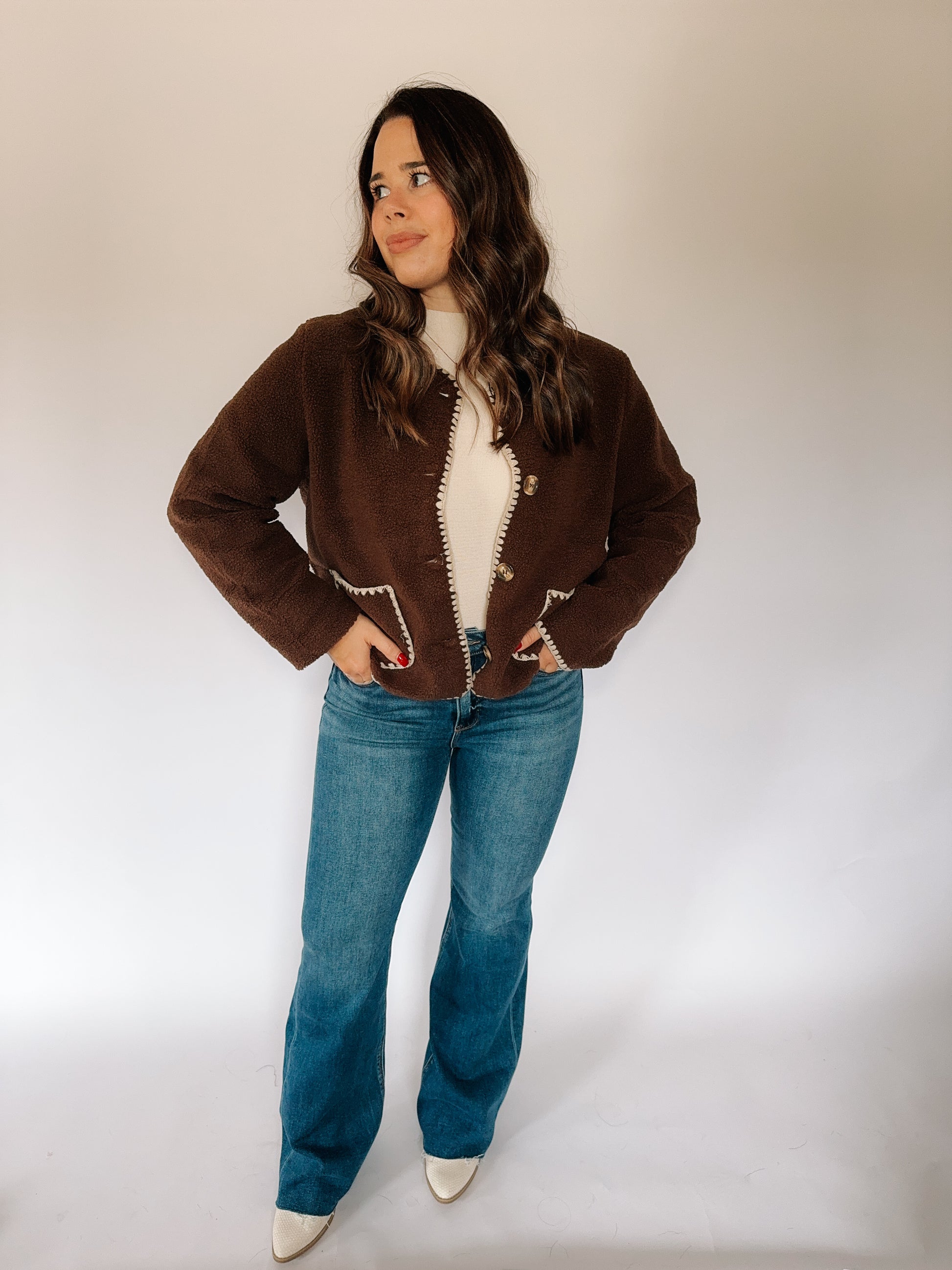 Stitched Sherpa Cardigan image 1